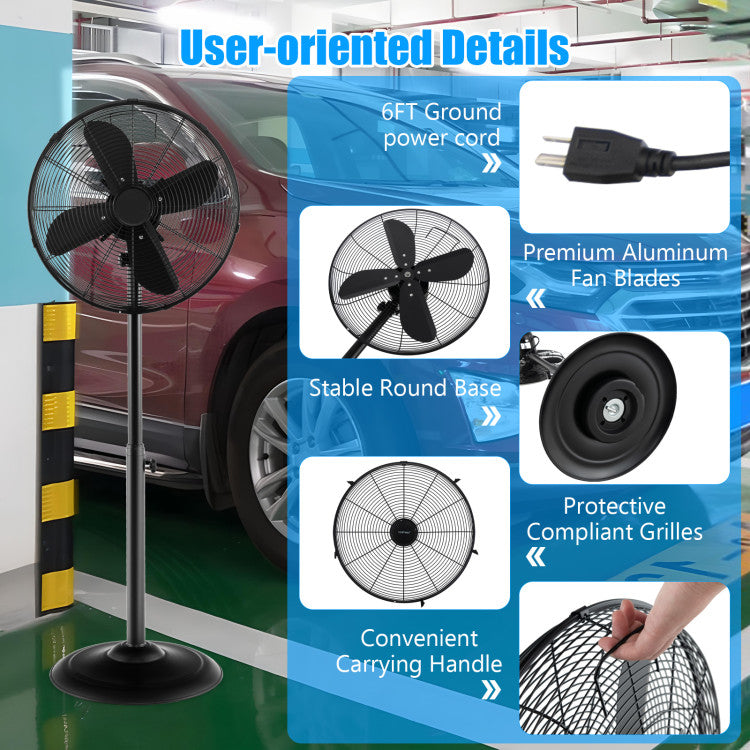 Height-Adjustable 16-Inch Oscillating Pedestal Fan with 3 Speed Settings – Ideal for Indoor Use 6