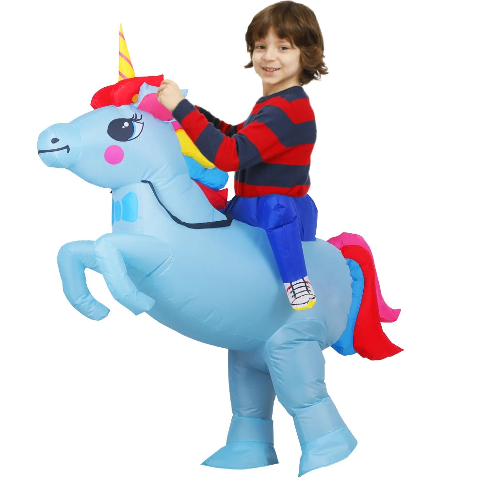 Kids Inflatable Dinosaur and Unicorn Costume – Waterproof Polyester, Fun Party Outfit for Halloween and Christmas, Sizes 80-145cm