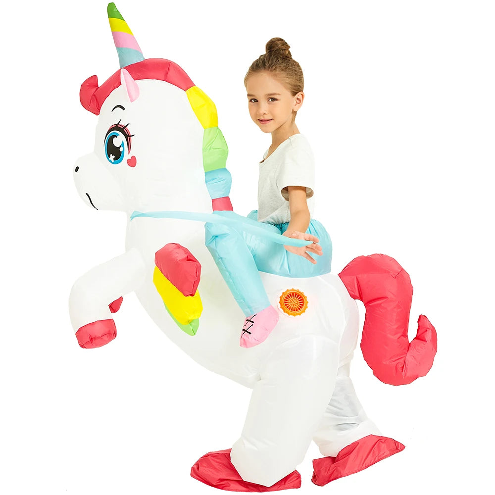 Kids Inflatable Dinosaur and Unicorn Costume – Waterproof Polyester, Fun Party Outfit for Halloween and Christmas, Sizes 80-145cm
