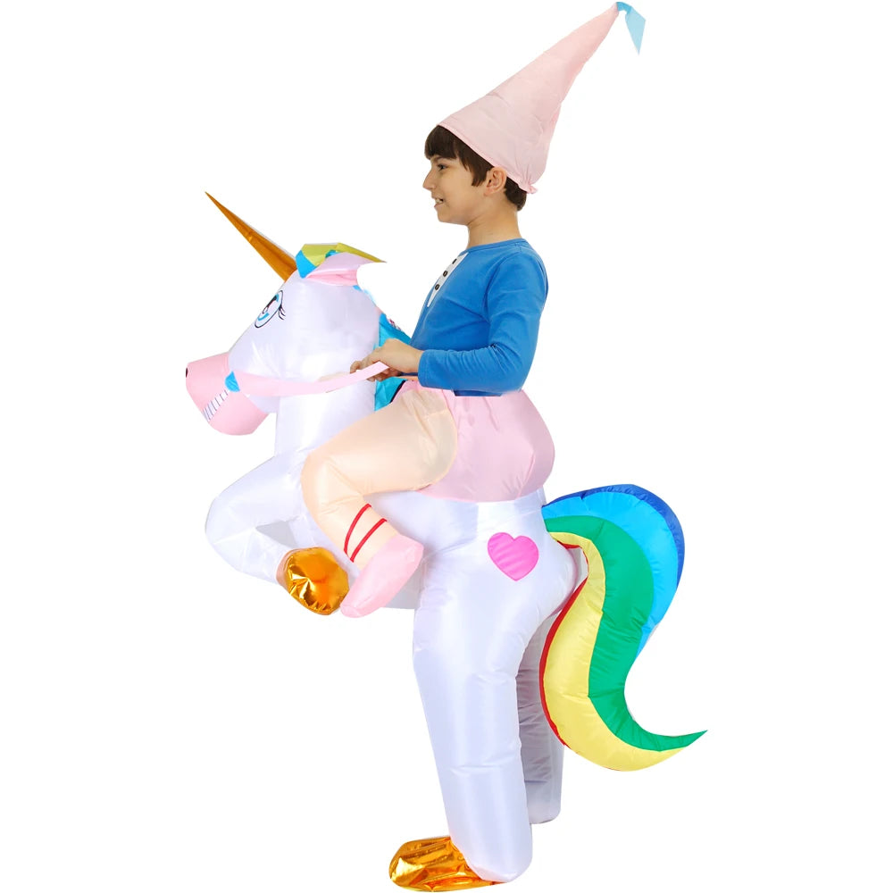 Kids Inflatable Dinosaur and Unicorn Costume – Waterproof Polyester, Fun Party Outfit for Halloween and Christmas, Sizes 80-145cm