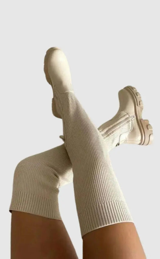 Knee High Stretch Knit Boots for Women – Comfortable and Sleek Design 0