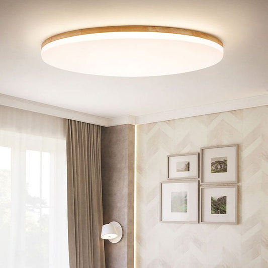 LED Ceiling Lamp with Natural Wood and Metal Design – Versatile Lighting for Bedroom, Living Room, and Dining Room 0