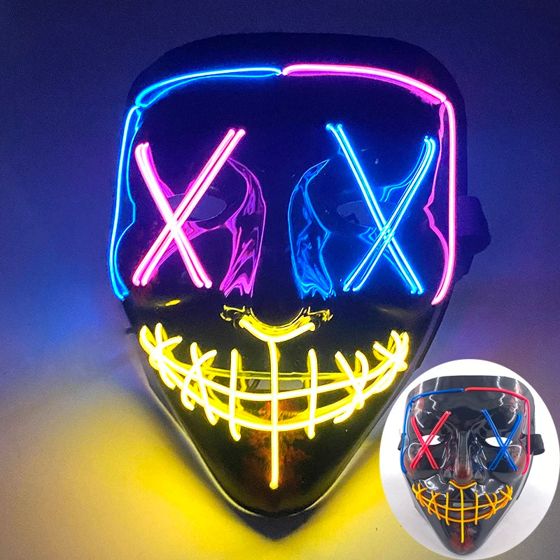 LED Luminous Party Mask for Halloween and Carnival – Glow in the Dark Cosplay Accessory with Multiple Light Modes 14