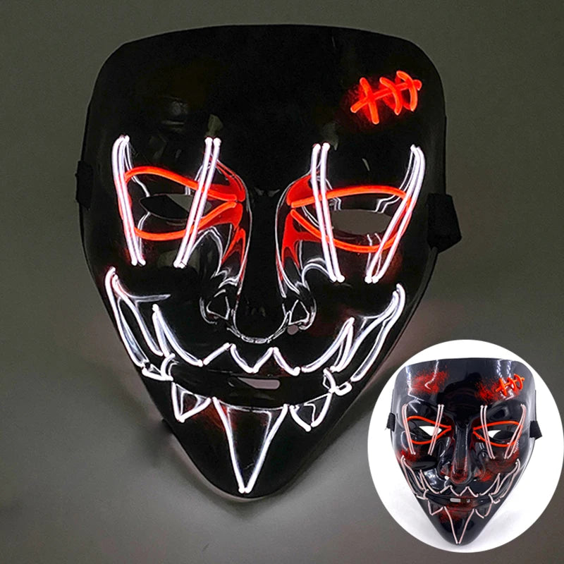 LED Luminous Party Mask for Halloween and Carnival – Glow in the Dark Cosplay Accessory with Multiple Light Modes 17