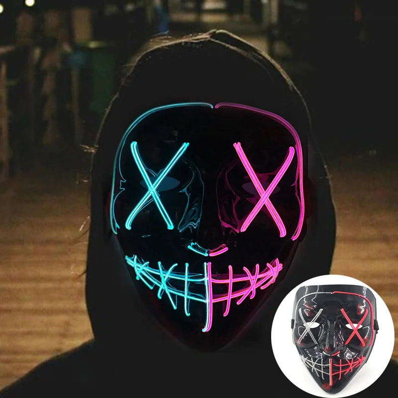 LED Luminous Party Mask for Halloween and Carnival – Glow in the Dark Cosplay Accessory with Multiple Light Modes 18