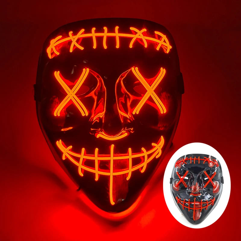 LED Luminous Party Mask for Halloween and Carnival – Glow in the Dark Cosplay Accessory with Multiple Light Modes 19