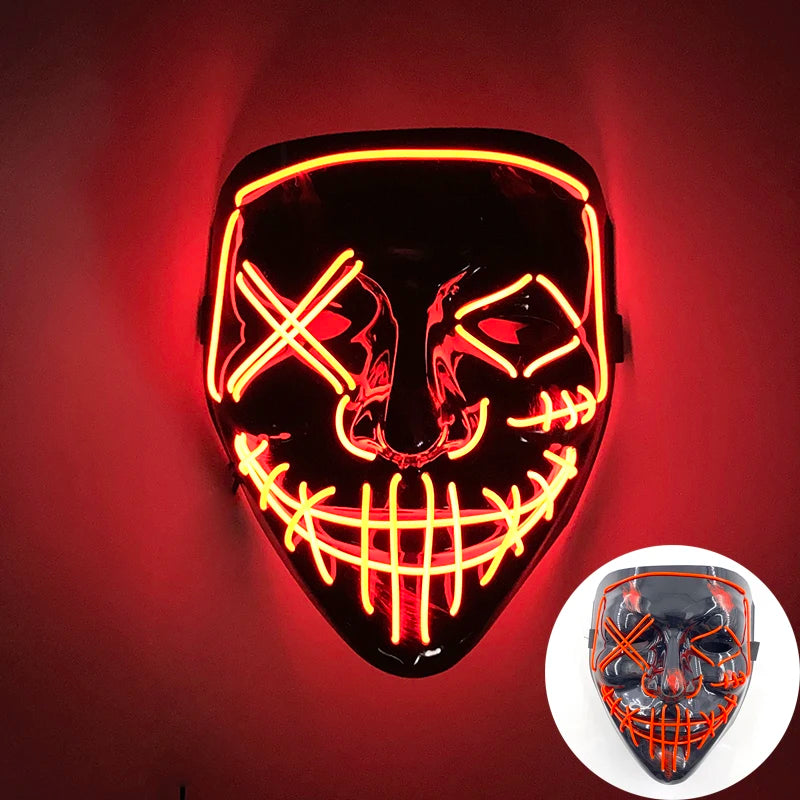 LED Luminous Party Mask for Halloween and Carnival – Glow in the Dark Cosplay Accessory with Multiple Light Modes 20