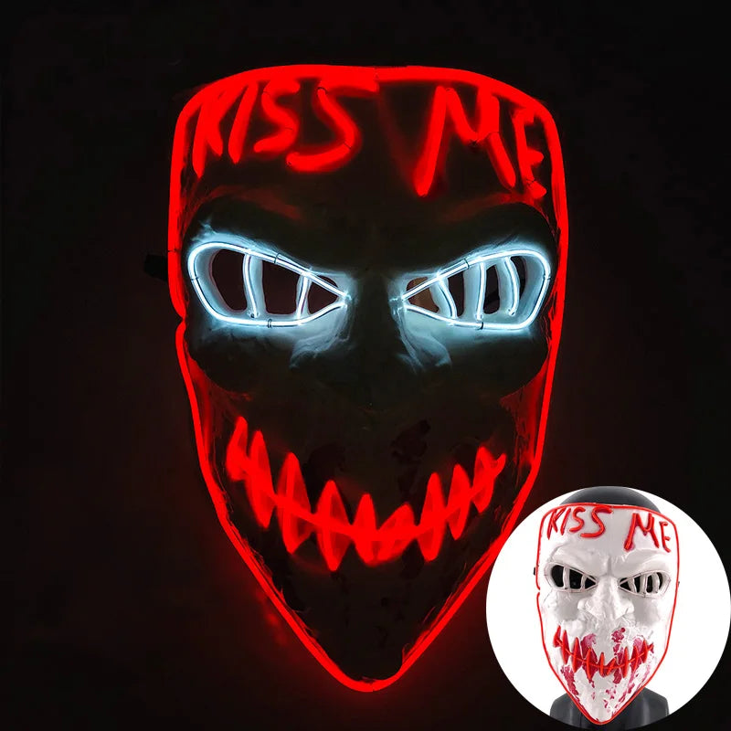 LED Luminous Party Mask for Halloween and Carnival – Glow in the Dark Cosplay Accessory with Multiple Light Modes 21