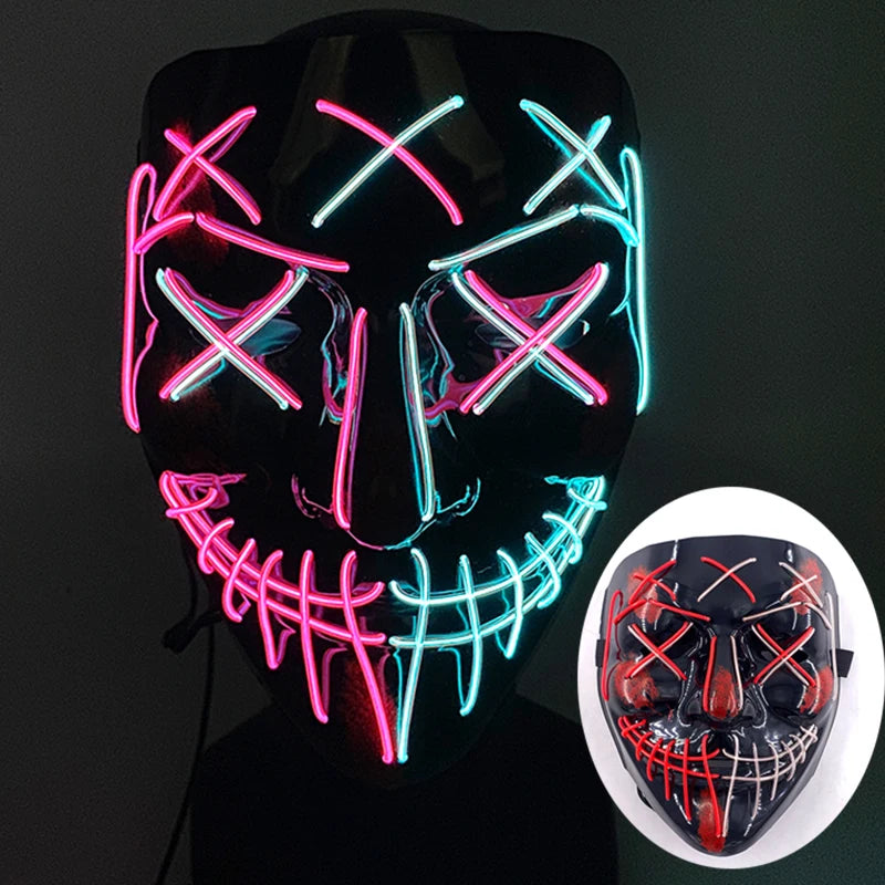 LED Luminous Party Mask for Halloween and Carnival – Glow in the Dark Cosplay Accessory with Multiple Light Modes 22