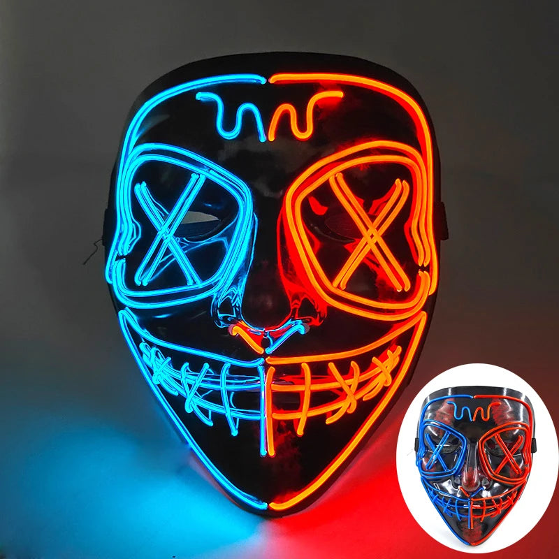 LED Luminous Party Mask for Halloween and Carnival – Glow in the Dark Cosplay Accessory with Multiple Light Modes 23
