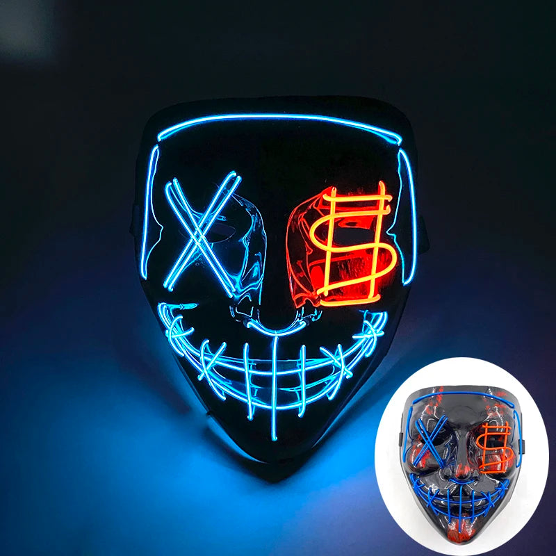 LED Luminous Party Mask for Halloween and Carnival – Glow in the Dark Cosplay Accessory with Multiple Light Modes 24