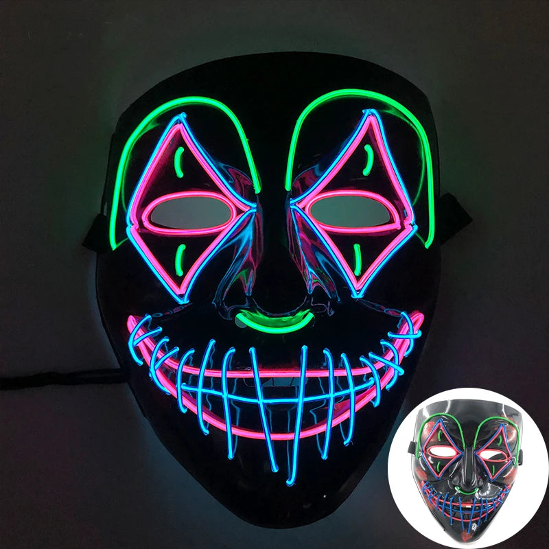 LED Luminous Party Mask for Halloween and Carnival – Glow in the Dark Cosplay Accessory with Multiple Light Modes 26