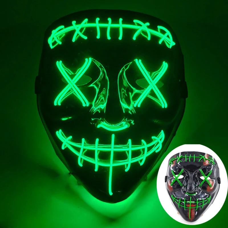 LED Luminous Party Mask for Halloween and Carnival – Glow in the Dark Cosplay Accessory with Multiple Light Modes 27
