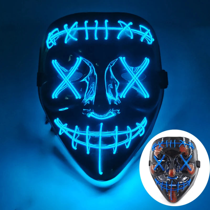 LED Luminous Party Mask for Halloween and Carnival – Glow in the Dark Cosplay Accessory with Multiple Light Modes 28