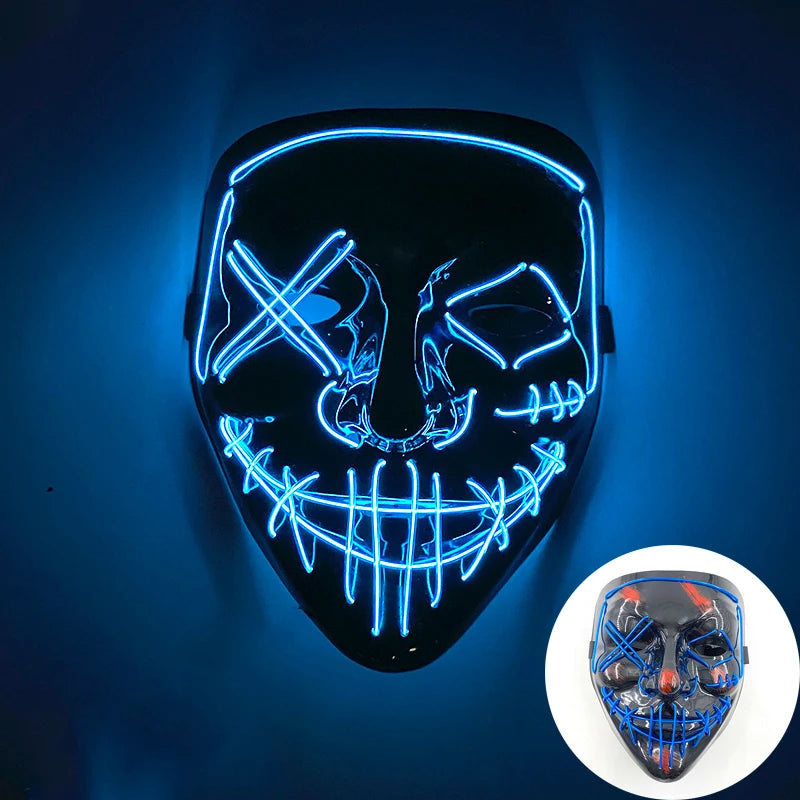 LED Luminous Party Mask for Halloween and Carnival – Glow in the Dark Cosplay Accessory with Multiple Light Modes 29