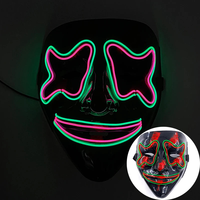 LED Luminous Party Mask for Halloween and Carnival – Glow in the Dark Cosplay Accessory with Multiple Light Modes 31