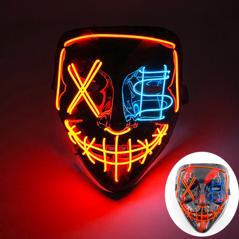 LED Luminous Party Mask for Halloween and Carnival – Glow in the Dark Cosplay Accessory with Multiple Light Modes 32