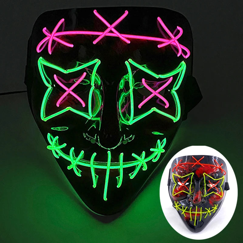 LED Luminous Party Mask for Halloween and Carnival – Glow in the Dark Cosplay Accessory with Multiple Light Modes 9