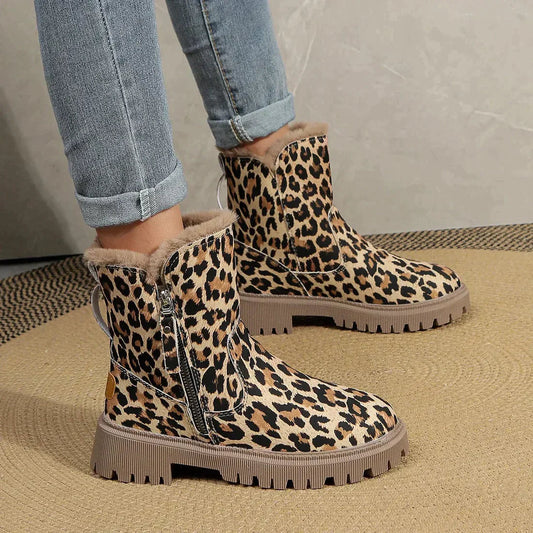 Leopard Print Winter Boots for Women with Plush Lining and Platform Sole 1