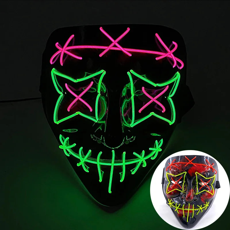 Luminous LED Halloween Mask with Scary Glowing Face for Adults – Perfect for Cosplay and Parties 18