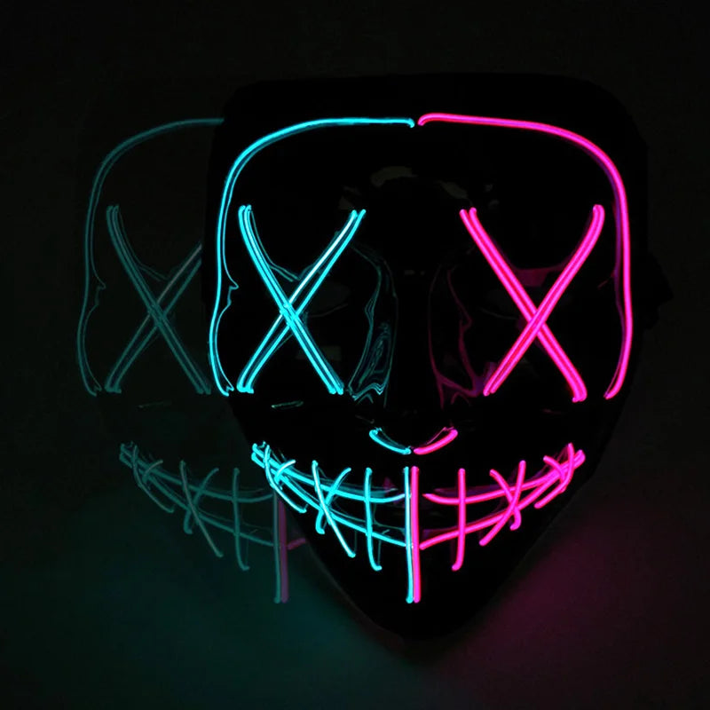 Luminous LED Halloween Mask with Scary Glowing Face for Adults – Perfect for Cosplay and Parties 2
