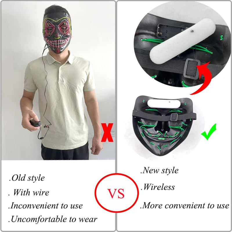 Luminous LED Halloween Mask with Scary Glowing Face for Adults – Perfect for Cosplay and Parties 5
