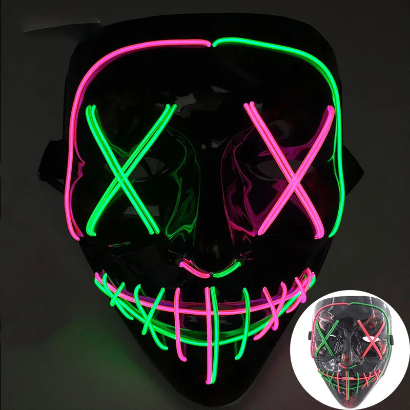 Luminous LED Halloween Mask with Scary Glowing Face for Adults – Perfect for Cosplay and Parties 8