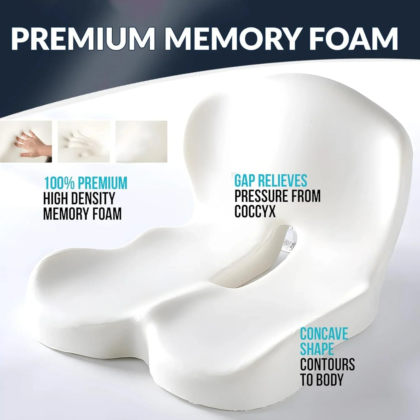 TRUZENIC Memory Foam Seat Cushion with Backrest – Office and Car Lumbar Support