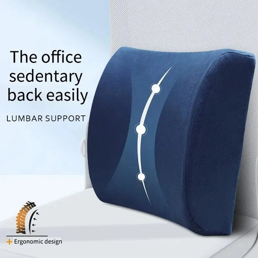 Memory Foam Lumbar Support Pillow for Office Chair and Car – Breathable Mesh Cover for Back Support and Comfort