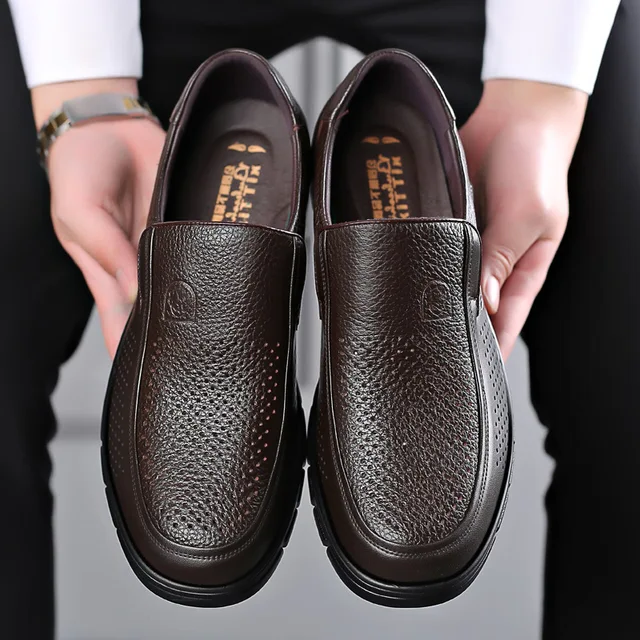 Men's Genuine Leather Slip-On Casual Shoes – Breathable Loafers for Outdoor Activities and Everyday Wear 4