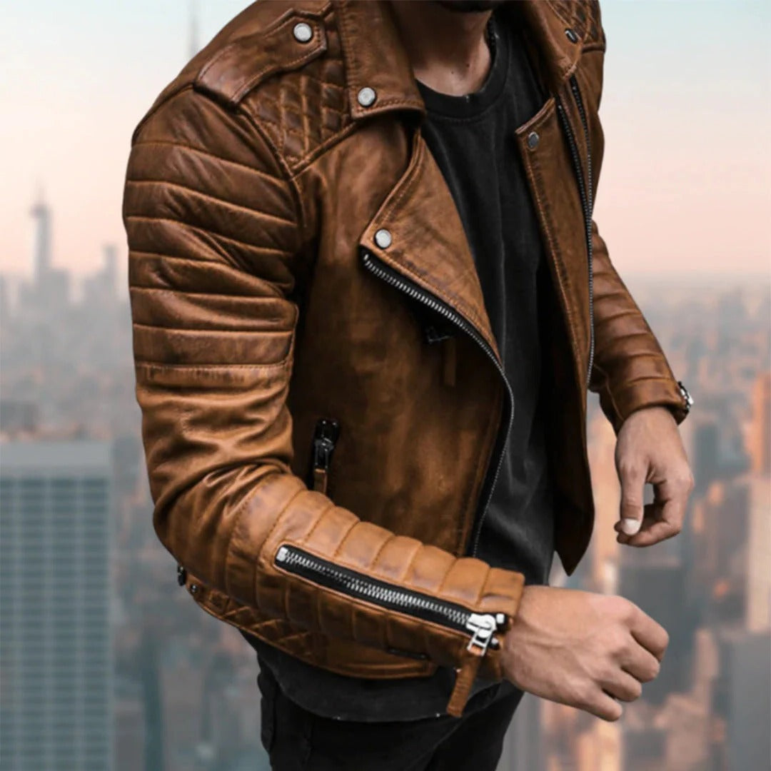 Men's Summer Leather Biker Jacket - Stylish and Durable Fashion Outerwear 2