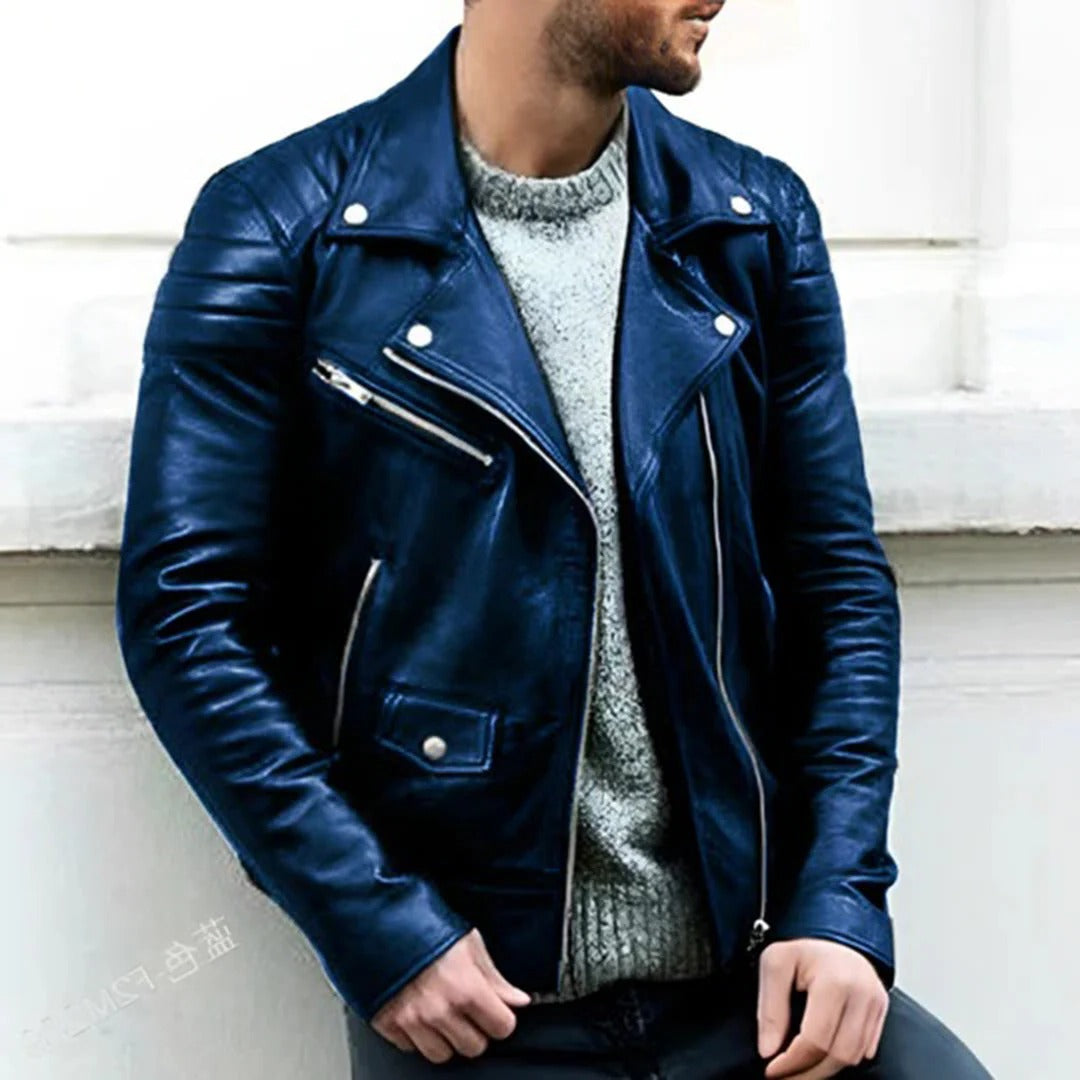 Men's Summer Leather Biker Jacket - Stylish and Durable Fashion Outerwear 3