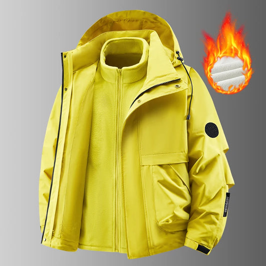 Men's Three-in-One Waterproof Jacket with Fleece Inner Layer – Lightweight Outdoor Coat for Autumn and Winter 0