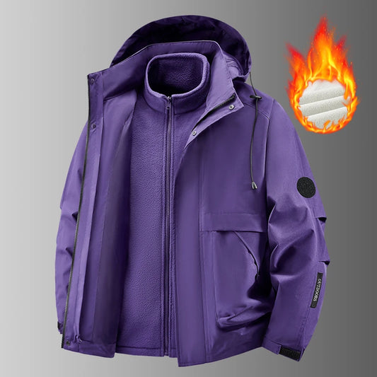 Men's Three-in-One Waterproof Jacket with Fleece Inner Layer – Lightweight Outdoor Coat for Autumn and Winter 1