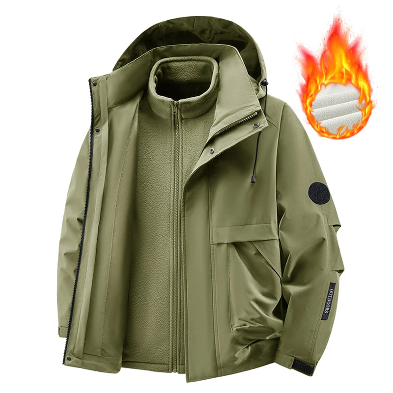 Men's Three-in-One Waterproof Jacket with Fleece Inner Layer – Lightweight Outdoor Coat for Autumn and Winter 10