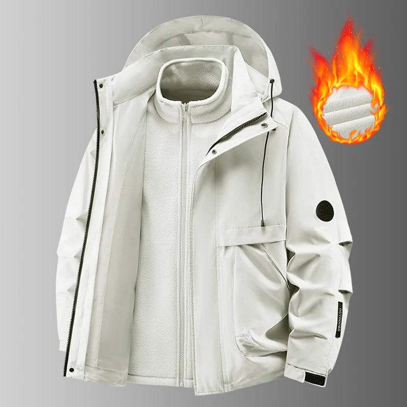 Men's Three-in-One Waterproof Jacket with Fleece Inner Layer – Lightweight Outdoor Coat for Autumn and Winter 2