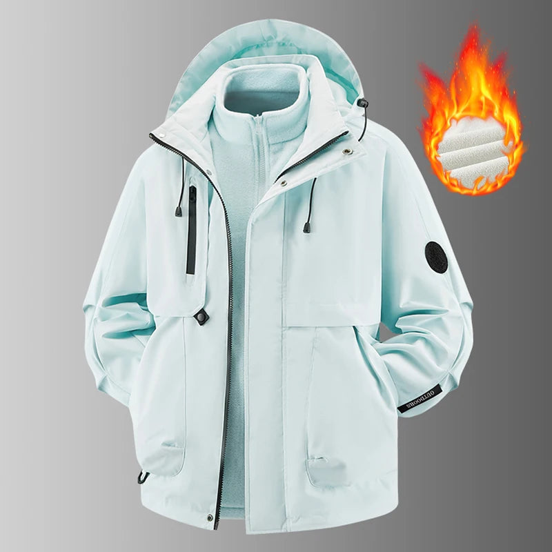 Men's Three-in-One Waterproof Jacket with Fleece Inner Layer – Lightweight Outdoor Coat for Autumn and Winter 4