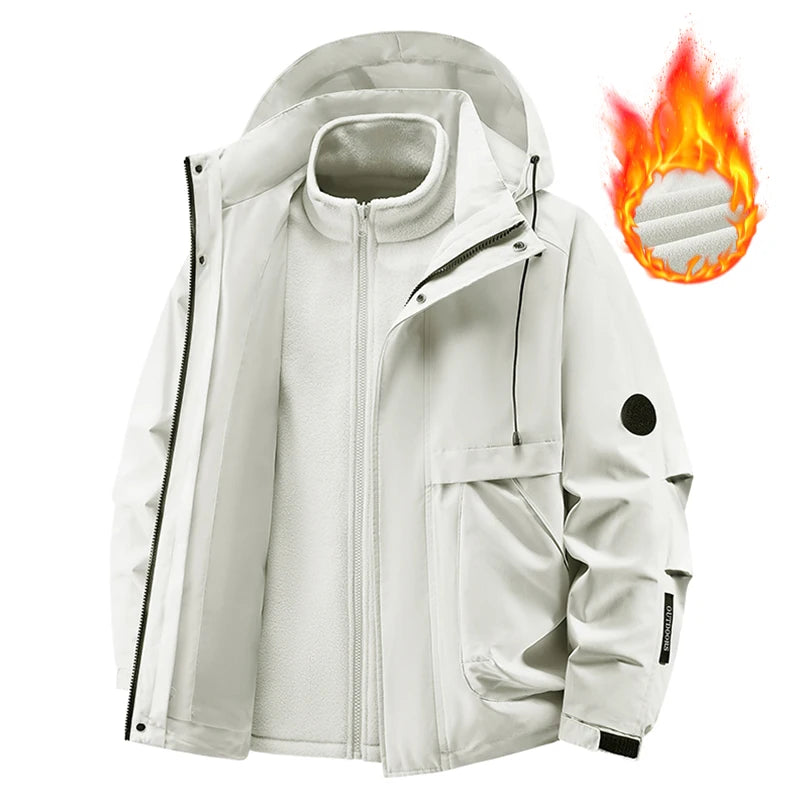 Men's Three-in-One Waterproof Jacket with Fleece Inner Layer – Lightweight Outdoor Coat for Autumn and Winter 6