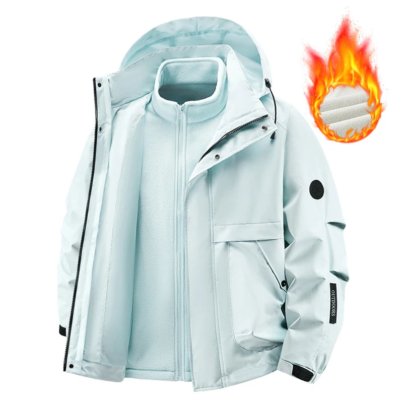 Men's Three-in-One Waterproof Jacket with Fleece Inner Layer – Lightweight Outdoor Coat for Autumn and Winter 7