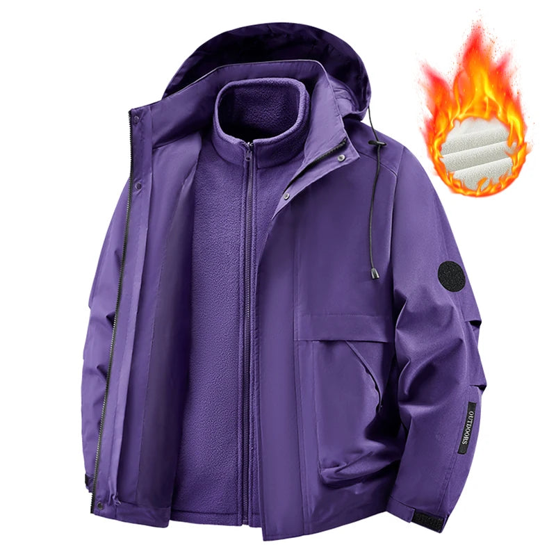 Men's Three-in-One Waterproof Jacket with Fleece Inner Layer – Lightweight Outdoor Coat for Autumn and Winter 8