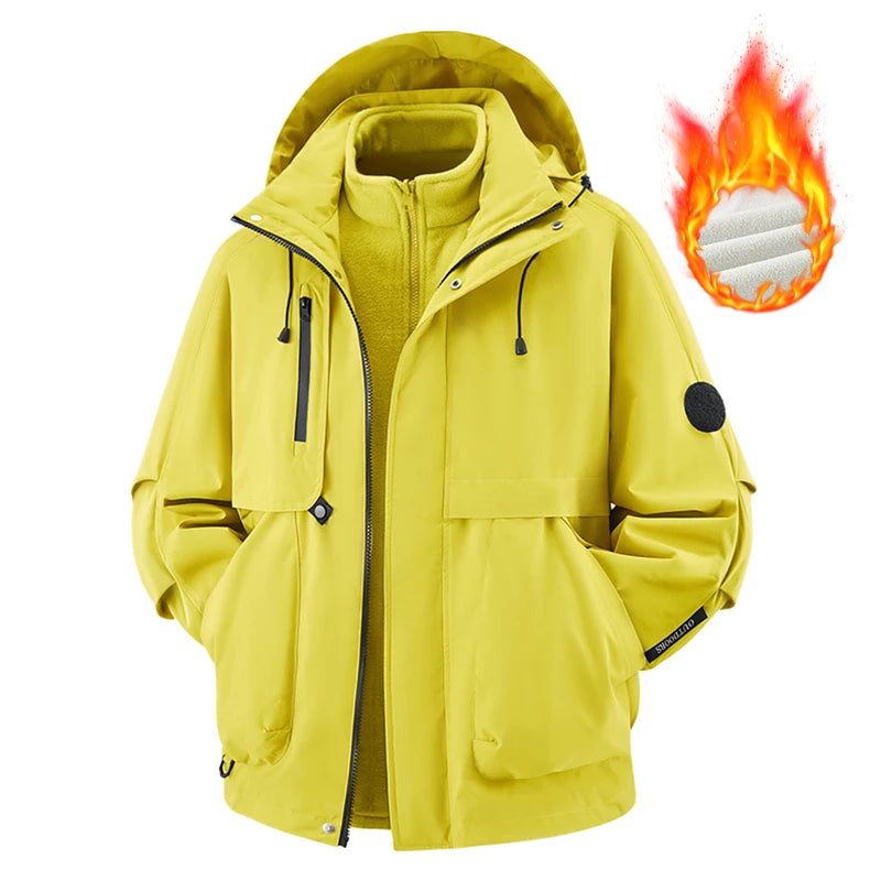 Men's Three-in-One Waterproof Jacket with Fleece Inner Layer – Lightweight Outdoor Coat for Autumn and Winter 9
