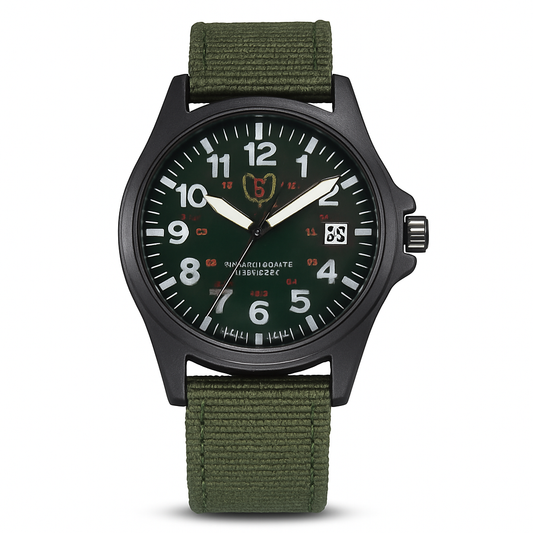 Men's Waterproof Military Style Canvas Watch – Durable Outdoor Timepiece with Multi-Function Display and 50m Water Resistance 0