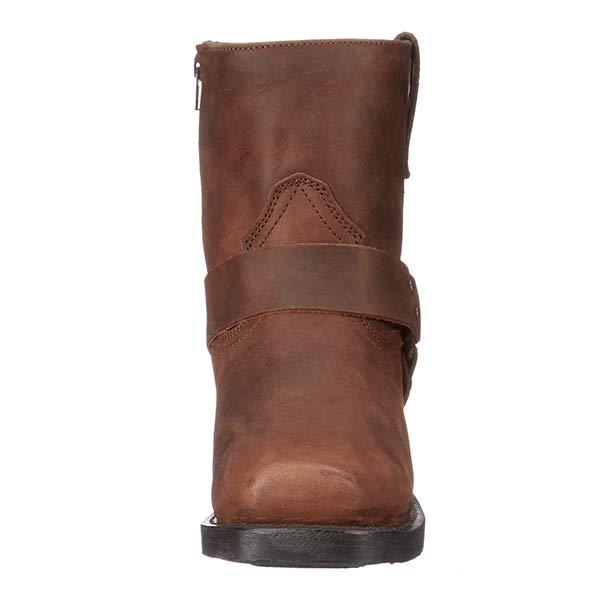 Mid-Cut Black Leather Biker Boots for Women with Harness Detail – Durable Moto Boots 3