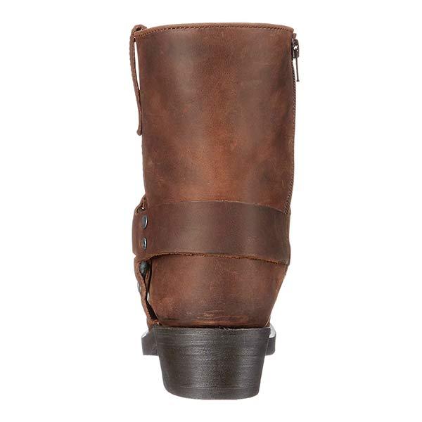 Mid-Cut Black Leather Biker Boots for Women with Harness Detail – Durable Moto Boots 4