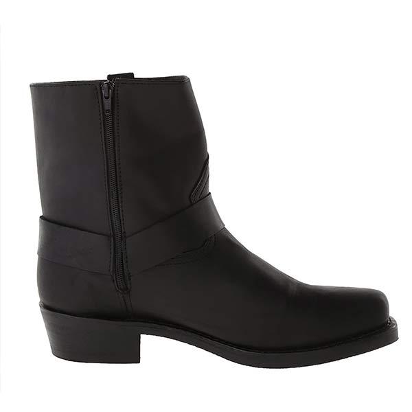 Mid-Cut Black Leather Biker Boots for Women with Harness Detail – Durable Moto Boots 8