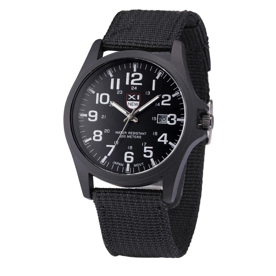 Military Style Waterproof Analog Wrist Watch for Men with Luminous Hands and Stopwatch – Durable Black Stainless Steel Design 0