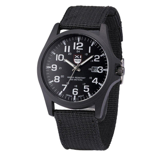 Military Style Waterproof Analog Wrist Watch for Men with Luminous Hands and Stopwatch – Durable Black Stainless Steel Design 0
