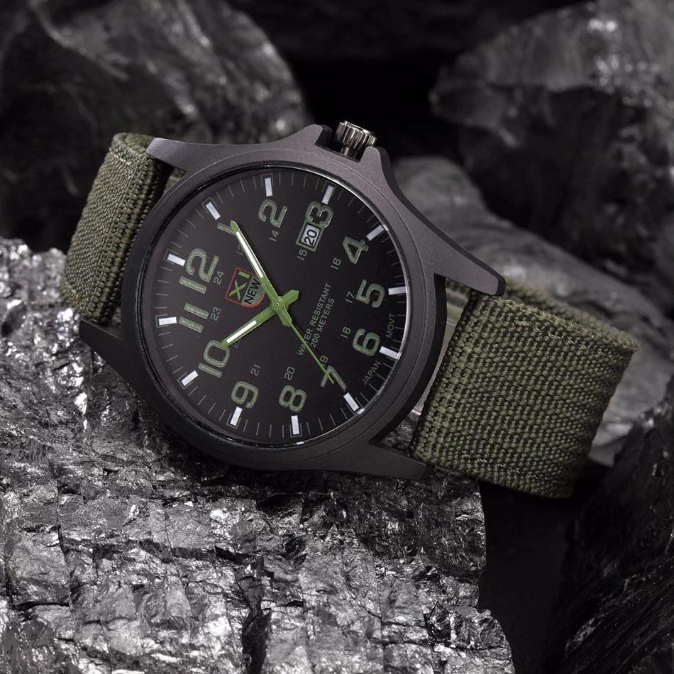 Military Style Waterproof Analog Wrist Watch for Men with Luminous Hands and Stopwatch – Durable Black Stainless Steel Design 7