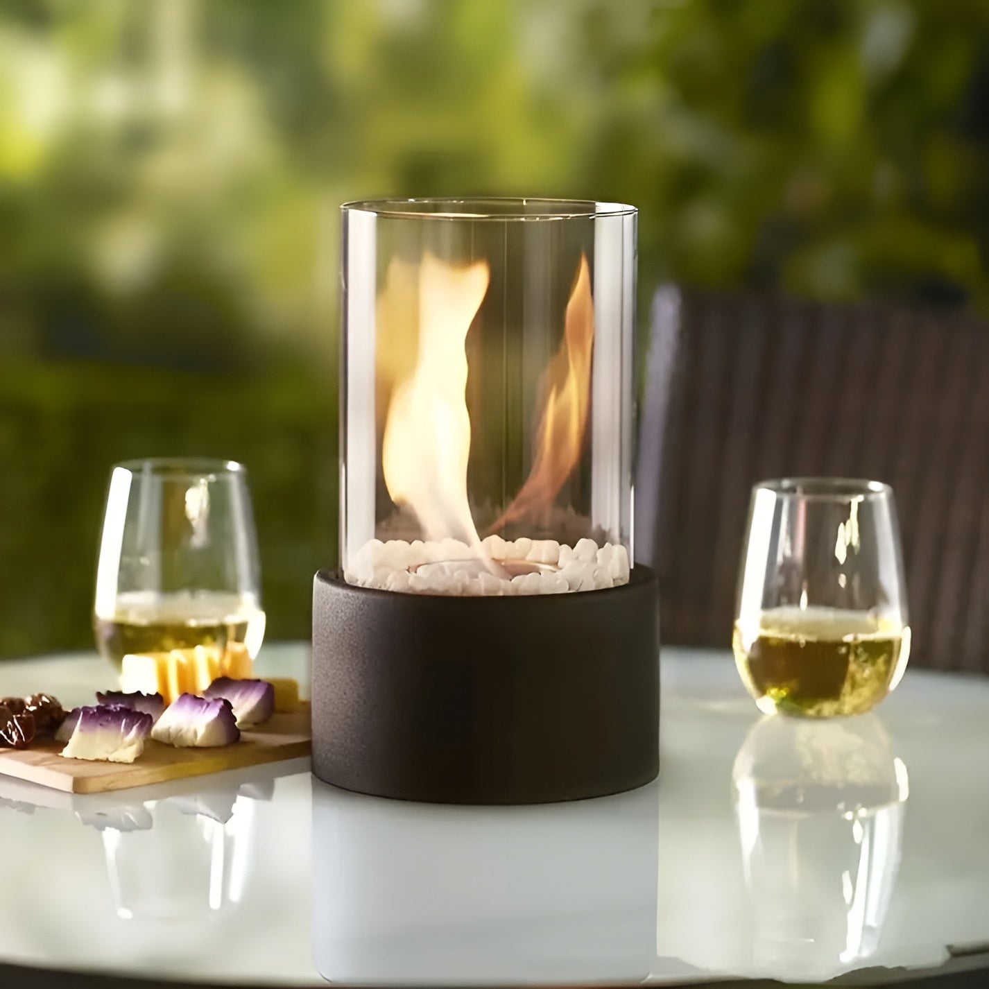 Modern Tabletop Fireplace with Sleek Metal Base – Clean Burning Indoor/Outdoor Decor 2