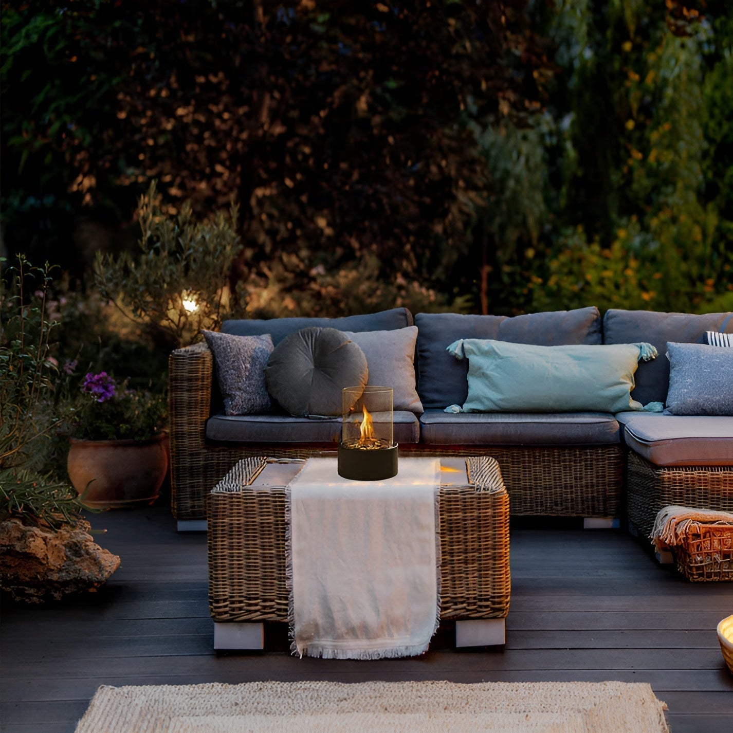 Modern Tabletop Fireplace with Sleek Metal Base – Clean Burning Indoor/Outdoor Decor 6